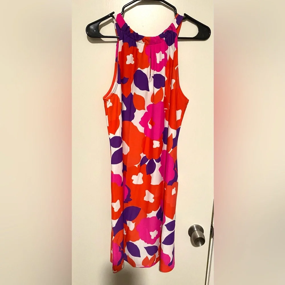 Jude Connally Bold Floral Dress in Orange, Fuchsia & Purple L - Picture 4 of 6